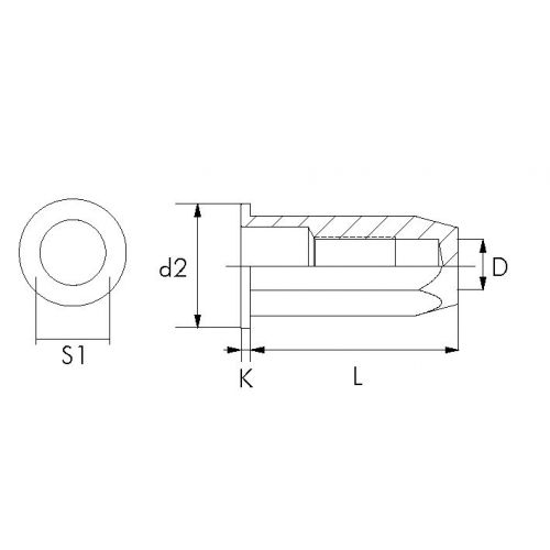 TUERCA REMACHABLE ACERO BRALO HEXAGONAL CABEZA ANCHA FONDO CERRADO